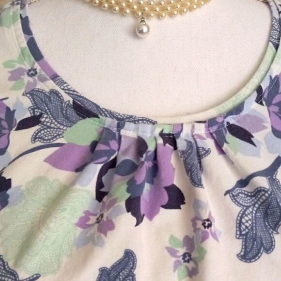 CROFT & BARROW FLORAL T-SHIRT 95% COTTON - Picture 3 of 6